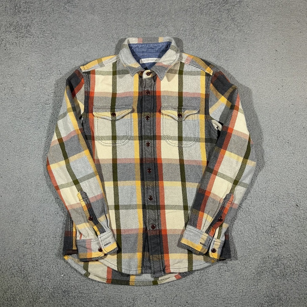 Outerknown Blanket Shirt Men's Plaid Gray,Yellow,Orange Men's Small #3396